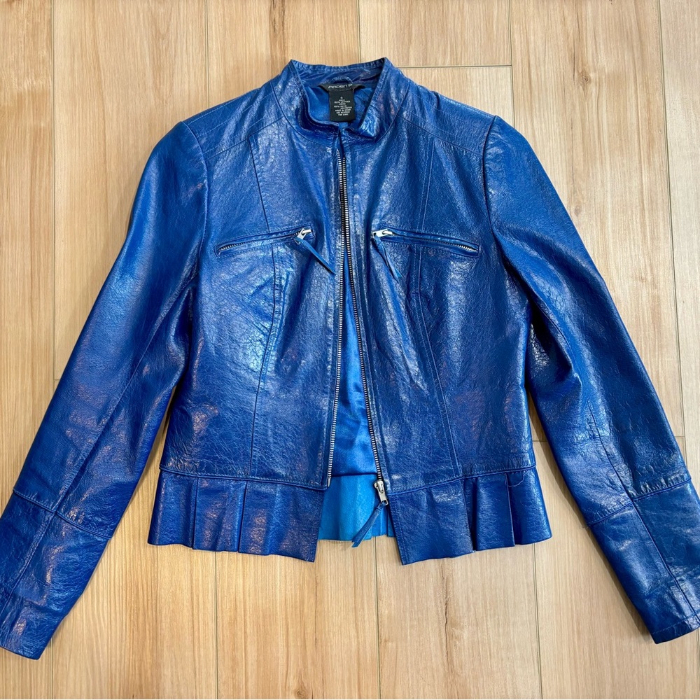 Arden B Vibrant Blue Leather Jacket
